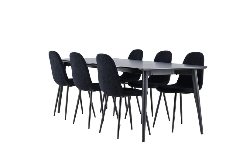 Ellis Spisegruppe 230 cm Rektangulær med 6 Polar stole - Svart/Svart - Møbler - Borde - Spisebordssæt