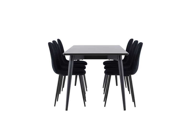 Ellis Spisegruppe 230 cm Rektangulær med 6 Polar stole - Svart/Svart - Møbler - Borde - Spisebordssæt