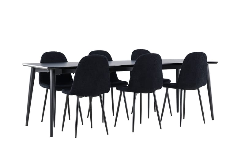 Ellis Spisegruppe 230 cm Rektangulær med 6 Polar stole - Svart/Svart - Møbler - Borde - Spisebordssæt