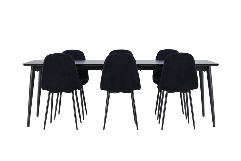 Ellis Spisegruppe 230 cm Rektangulær med 6 Polar stole - Svart/Svart - Møbler - Borde - Spisebordssæt
