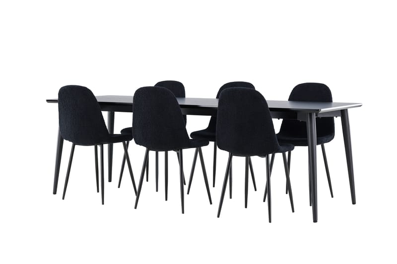 Ellis Spisegruppe 230 cm Rektangulær med 6 Polar stole - Svart/Svart - Møbler - Borde - Spisebordssæt