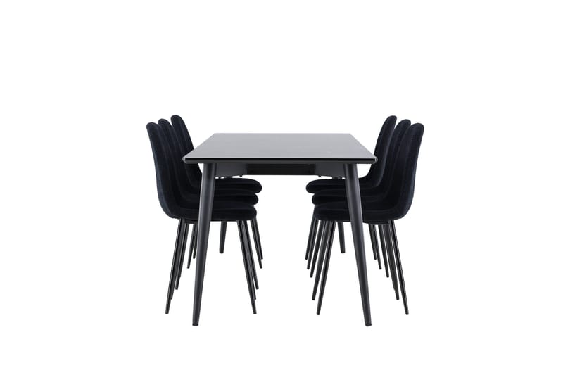 Ellis Spisegruppe 230 cm Rektangulær med 6 Polar stole - Svart/Svart - Møbler - Borde - Spisebordssæt