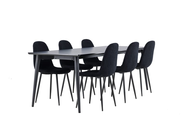 Ellis Spisegruppe 230 cm Rektangulær med 6 Polar stole - Svart/Svart - Møbler - Borde - Spisebordssæt