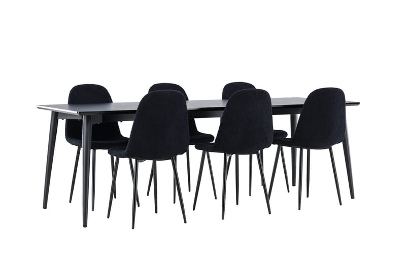 Ellis Spisegruppe 230 cm Rektangulær med 6 Polar stole - Svart/Svart - Møbler - Borde - Spisebordssæt