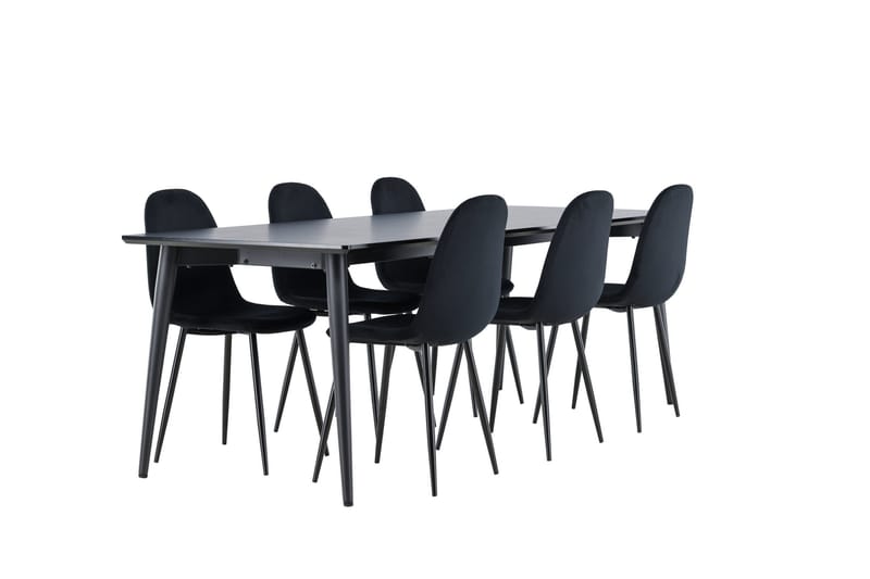 Ellis Spisegruppe 230 cm Rektangulær med 6 Polar stole - Svart/Svart - M øbler - Borde - Spisebordssæt