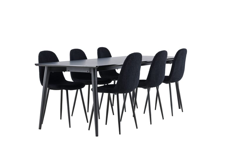 Ellis Spisegruppe 230 cm Rektangulær med 6 Polar stole - Svart/Svart - Møbler - Borde - Spisebordssæt