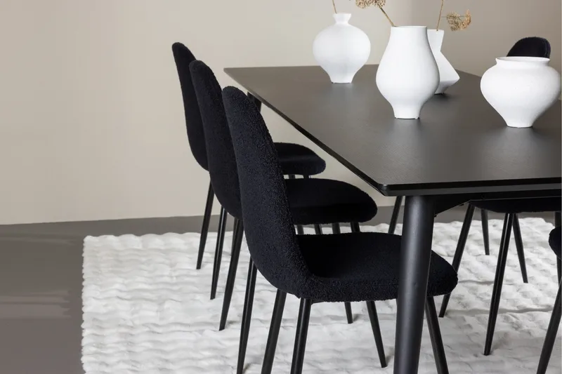 Ellis Spisegruppe 230 cm Rektangulær med 6 Polar stole - Svart/Svart - Møbler - Borde - Spisebordssæt