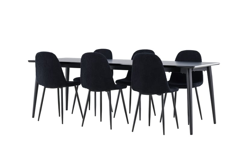 Ellis Spisegruppe 230 cm Rektangulær med 6 Polar stole - Svart/Svart - Møbler - Borde - Spisebordssæt