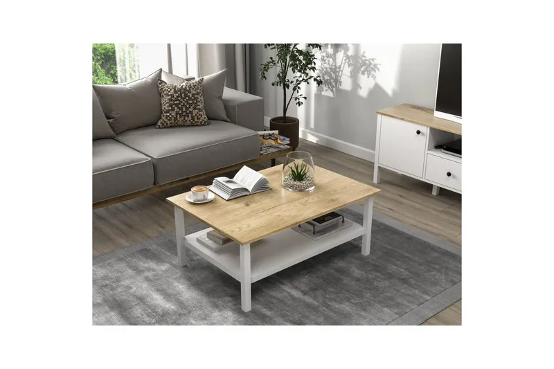 Elvano Sofabord 100 cm - Natur/Hvid - Møbler - Borde - Sofabord