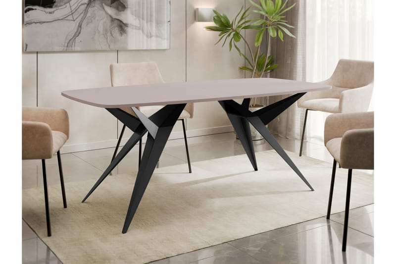 Elvora Matbord 160 cm Rektangulær - Beige/Sort - Møbler - Borde - Spisebord og køkkenbord