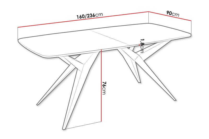 Elvora Matbord 160 cm Rektangulær - Grå/Sort - Møbler - Borde - Spisebord og køkkenbord