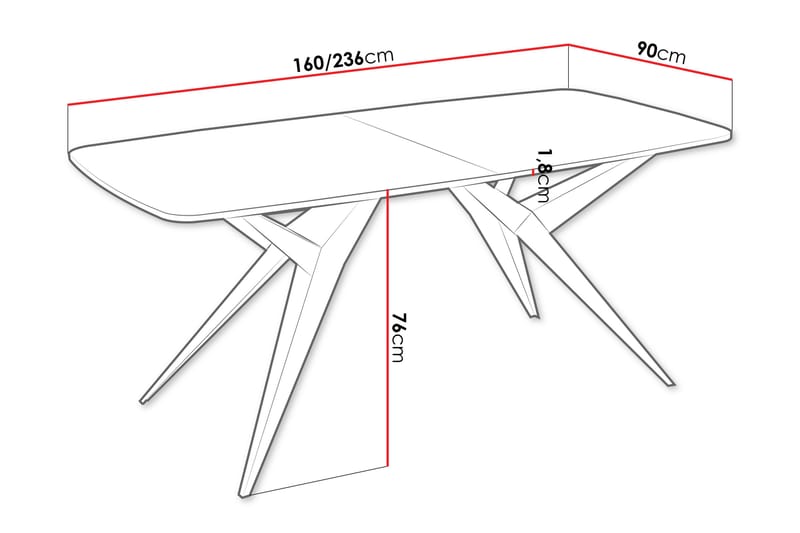 Elvora Matbord 160 cm Rektangulær - Grå/Sort - Møbler - Borde - Spisebord og køkkenbord