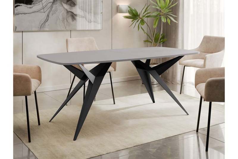 Elvora Matbord 160 cm Rektangulær - Grå/Sort - Møbler - Borde - Spisebord og køkkenbord