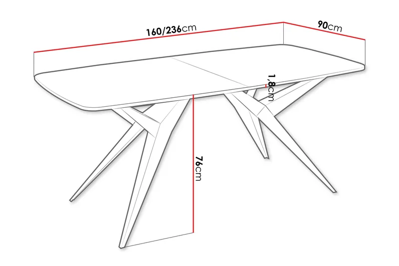 Elvora Matbord 160 cm Rektangulær - Hvid/Sort - Møbler - Borde - Spisebord og køkkenbord