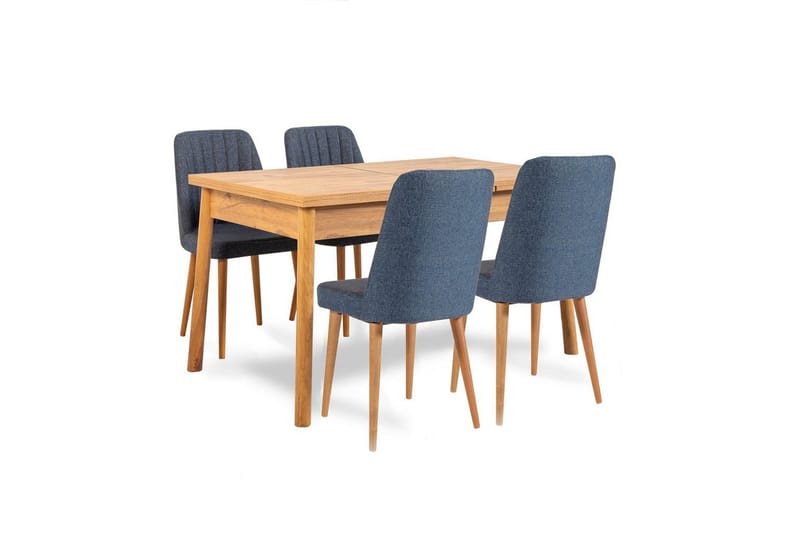 Ergene Spisegruppe 120 cm Rektangulær - Natur/Blå - Møbler - Borde - Spisebordssæt