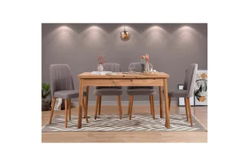 Ergene Spisegruppe 120 cm Rektangulær - Natur/Grå - Møbler - Borde - Spisebordssæt
