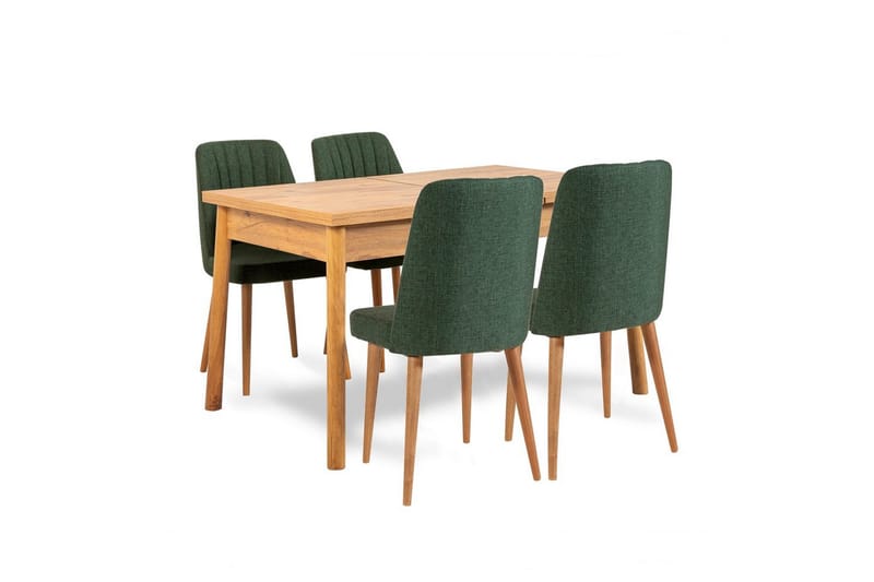 Ergene Spisegruppe 120 cm Rektangulær - Natur/Grøn - Møbler - Borde - Spisebordssæt