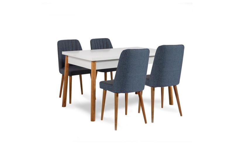 Ergene Spisegruppe 120 cm Rektangulær - Natur/Marineblå - Møbler - Borde - Spisebordssæt