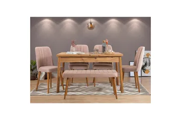 Ergene Spisegruppe 120 cm Rektangulær - Natur/Sten - Møbler - Borde - Spisebordssæt