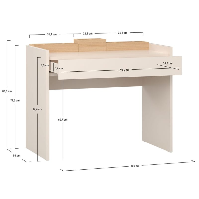 Ergonomi VOX Beige - Møbler - Borde - Sminkebord & konsolbord
