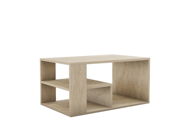 Eros 80 cm Rektangulært Sofabord med Hylder i Træ - Beige - Møbler - Borde - Sofabord