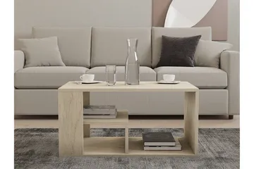 Eros 80 cm Rektangulært Sofabord med Hylder i Træ - Beige - Møbler - Borde - Sofabord