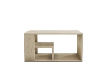 Eros 80 cm Rektangulært Sofabord med Hylder i Træ - Beige - Møbler - Borde - Sofabord