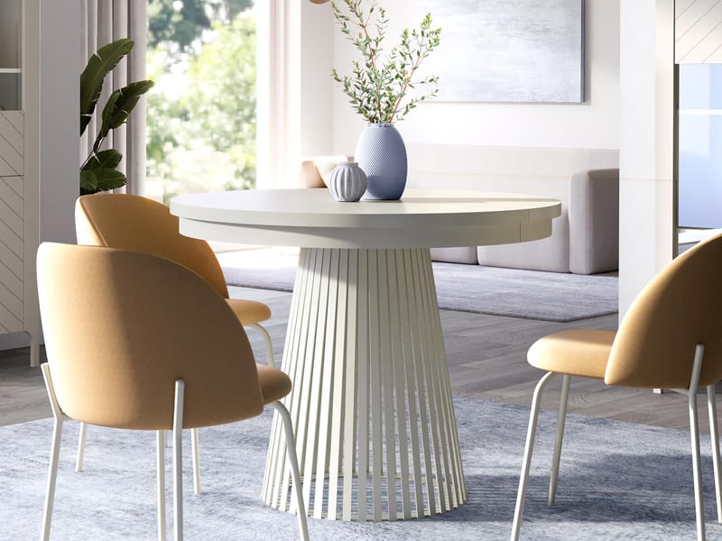 Erylan Spisebord rundt udtrækkeligt 100-180 cm - Beige - Møbler - Borde - Spisebord og køkkenbord