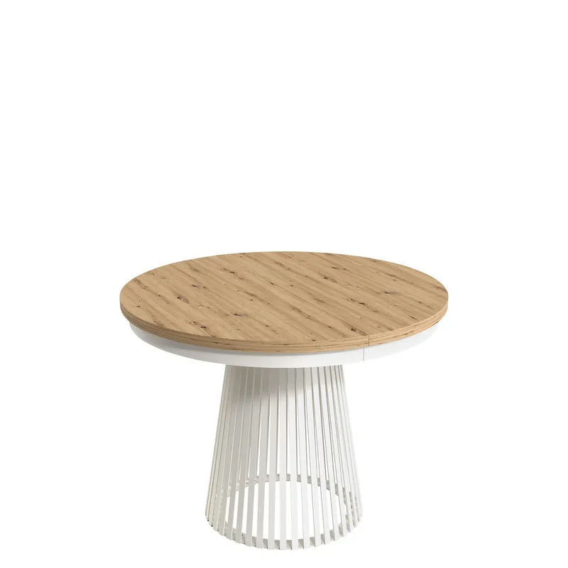 Erylan Spisebord rundt udtrækkeligt 100-180 cm - Hvid, natur - Møbler - Borde - Spisebord og køkkenbord