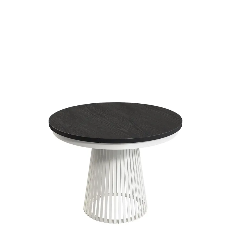 Erylan Spisebord rundt udtrækkeligt 100-180 cm, hvid, sort