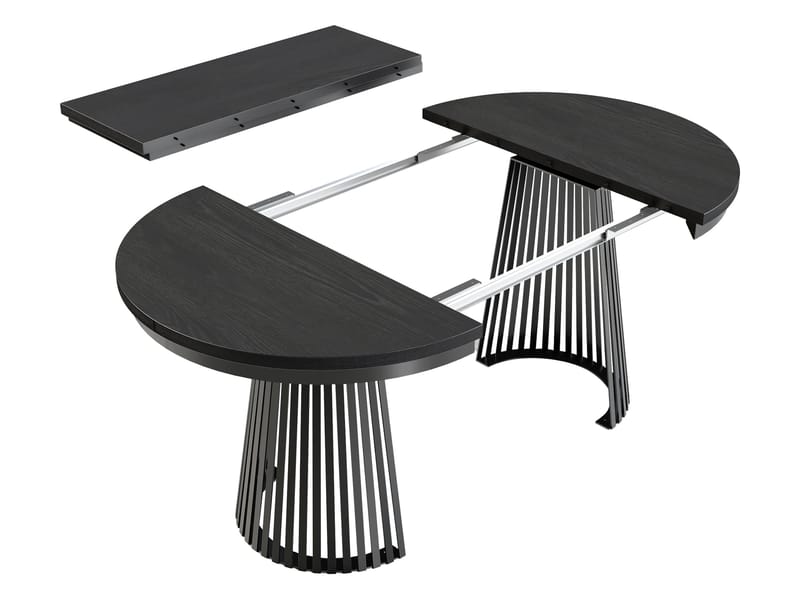 Erylan Spisebord rundt udtrækkeligt 100-180 cm - sort, beige - Møbler - Borde - Spisebord og køkkenbord