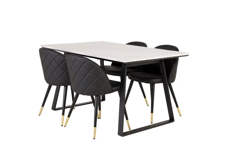 Estelle spisebord med 4 Velvet Deluxe spisebordsstole