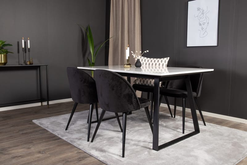 Estelle spisebord med 4 Velvet køkkenstole i velour