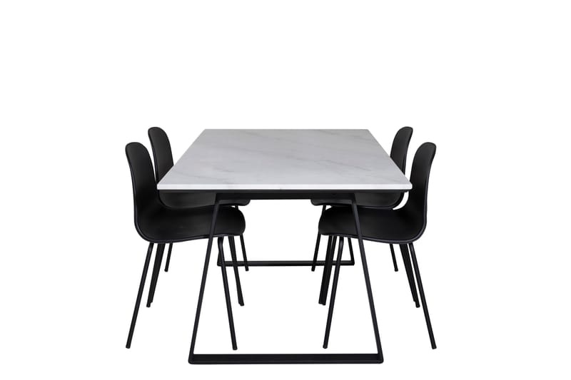 Estelle Spisebordsgruppe 140 cm Rektangulær med 4 Arctic Stole - Svart - Møbler - Borde - Spisebordssæt