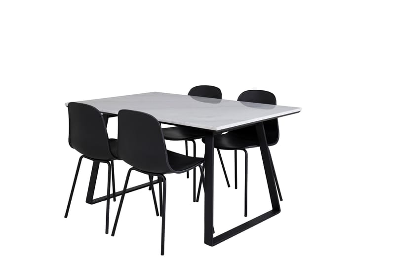 Estelle Spisebordsgruppe 140 cm Rektangulær med 4 Arctic Stole - Svart - Møbler - Borde - Spisebordssæt