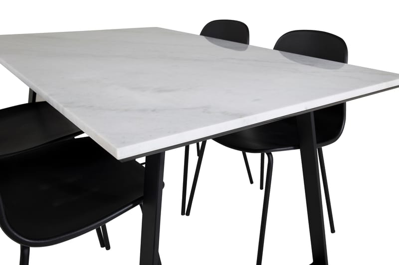 Estelle Spisebordsgruppe 140 cm Rektangulær med 4 Arctic Stole - Svart - Møbler - Borde - Spisebordssæt
