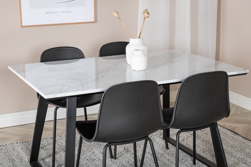 Estelle Spisebordsgruppe 140 cm Rektangulær med 4 Arctic Stole - Svart - Møbler - Borde - Spisebordssæt