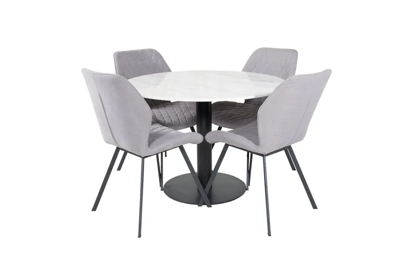 Estelle Spisebordssæt 106 cm Rund med 4 Gemma Stole, Svart