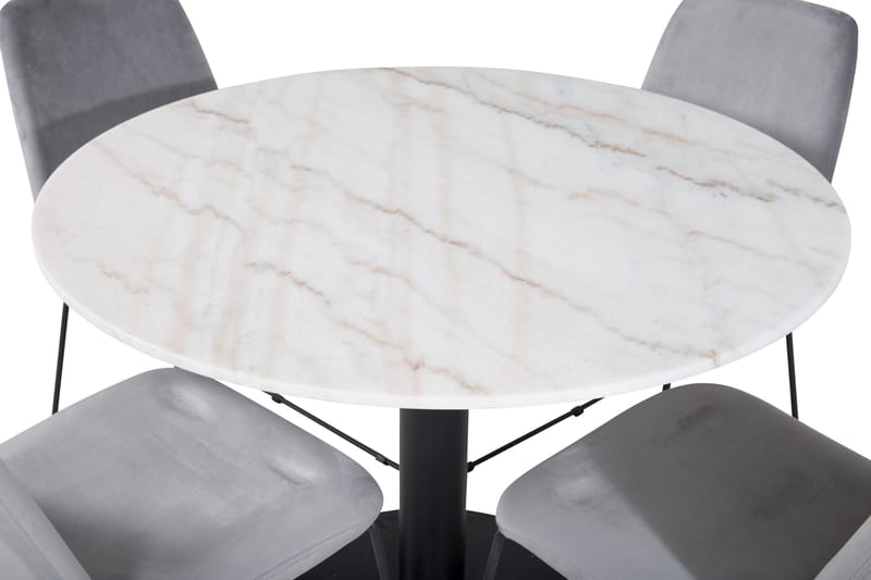 Estelle Spisebordssæt 106 cm Rund med 4 Muce Stole - Svart - Møbler - Borde - Spisebordssæt