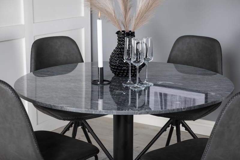 Estelle Spisebordssæt 106 cm Rund med 4 Polar Stole - Svart - Møbler - Borde - Spisebordssæt
