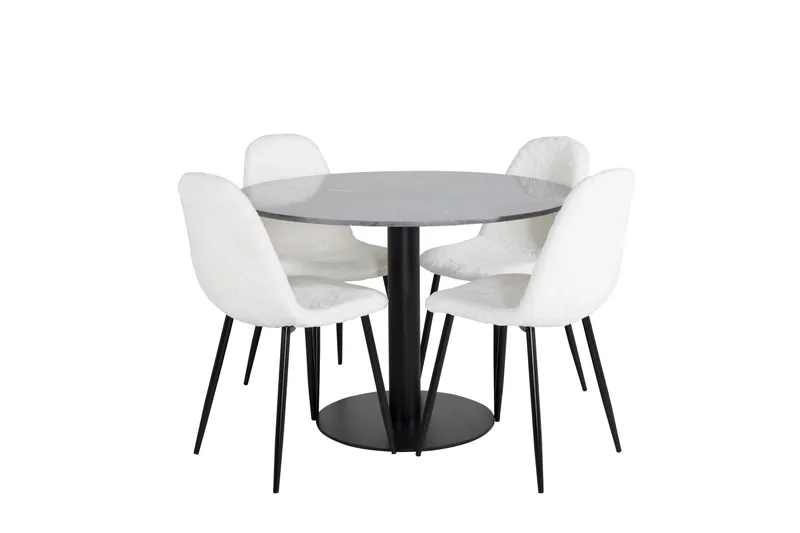 Estelle Spisebordssæt 106 cm Rund med 4 Polar Stole, Svart