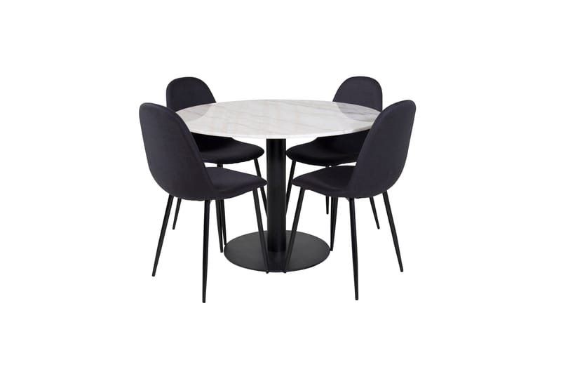 Estelle Spisebordssæt 106 cm Rund med 4 Polar Stole, Svart