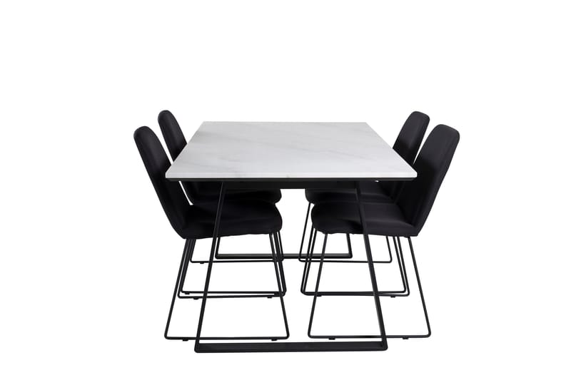 Estelle Spisebordssæt 140 cm Rektangulær med 4 Muce Stole, Svart