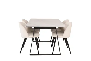 Estelle Spisebordssæt 140 cm Rektangulær med 4 Velvet Stole