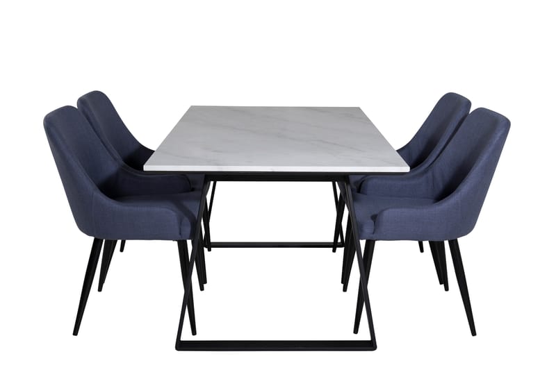 Estelle Spisebordssæt 140 cm Rektangulær med 4 Plaza Stole, Svart