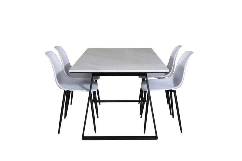 Estelle Spisebordssæt 140 cm Rektangulær med 4 Polar Stole, Svart