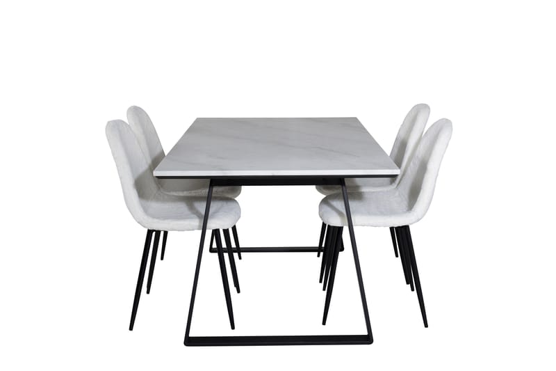 Estelle Spisebordssæt 140 cm Rektangulær med 4 Polar Stole, Svart