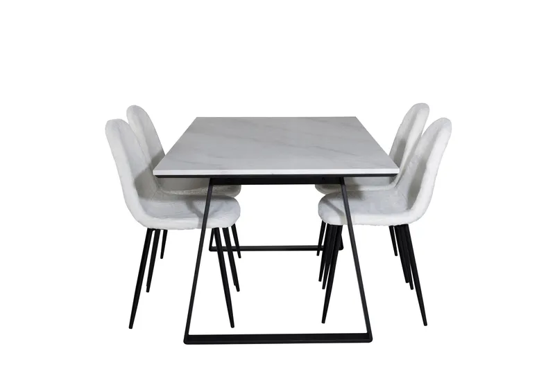 Estelle Spisebordssæt 140 cm Rektangulær med 4 Polar Stole - Svart - Møbler - Borde - Spisebordssæt
