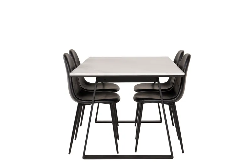 Estelle Spisebordssæt 140 cm Rektangulær med 4 Polar Stole - Svart - Møbler - Borde - Spisebordssæt