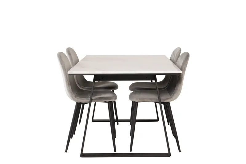 Estelle Spisebordssæt 140 cm Rektangulær med 4 Polar Stole, Svart